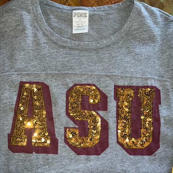 Pink Victorias Secret Arizona State University ASU 3/4 sleeve tee. SZ. XS. EUC - Picture 3 of 5